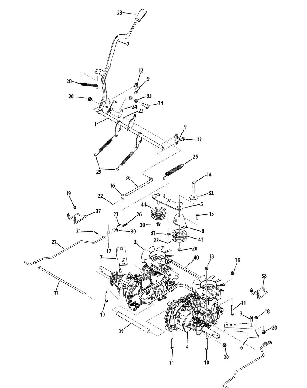 Drive System 48-Inch Deck Diagram and Parts List for Z-FORCES48LP 17AP5BHB-17AP5BHB710 Cub Cadet Lawn Tractor